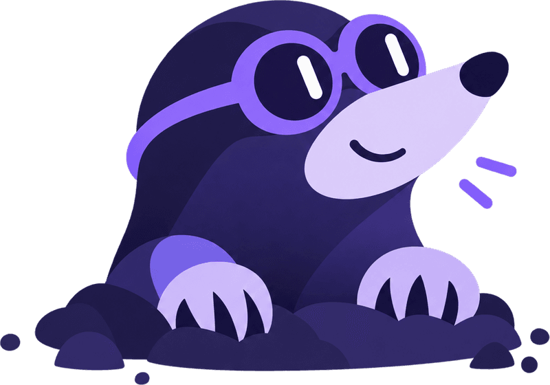InfraMole, a mole wearing violet goggles